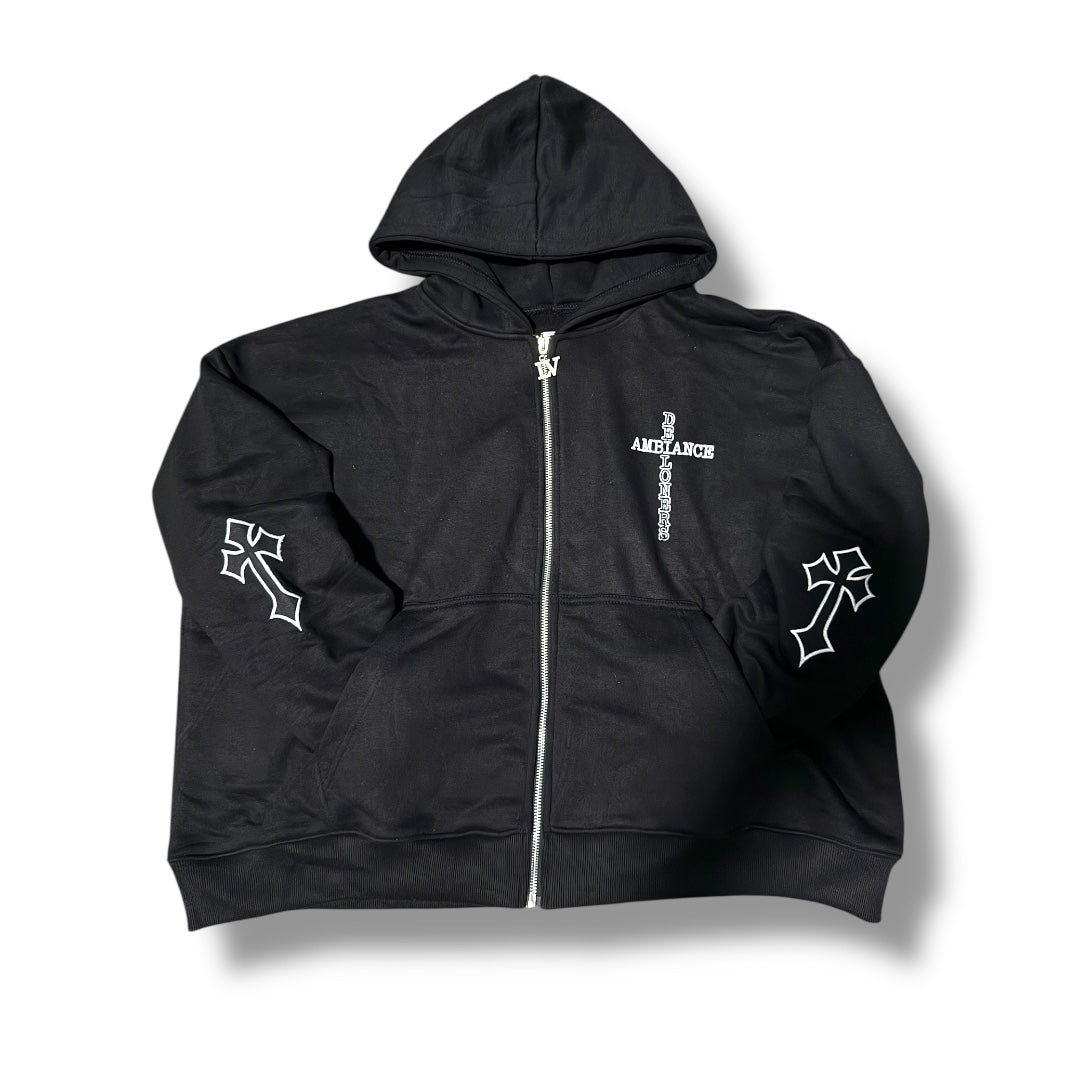 Loner Cross Zip-up (Black)
