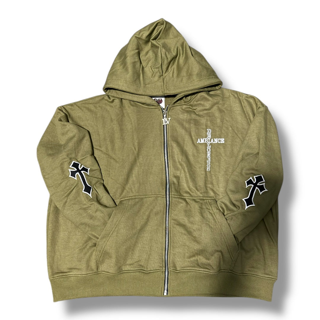 Loner Cross Zip-up (Olive)